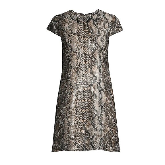 Elie Tahari Elissa Sequin Python-Print Dress - Picture 3 of 10